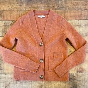 Women's 100% wool Cardigan Sweater - Rust